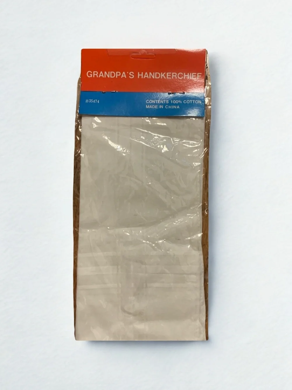 Vintage 1990s New #1 Grandpa White Handkerchief